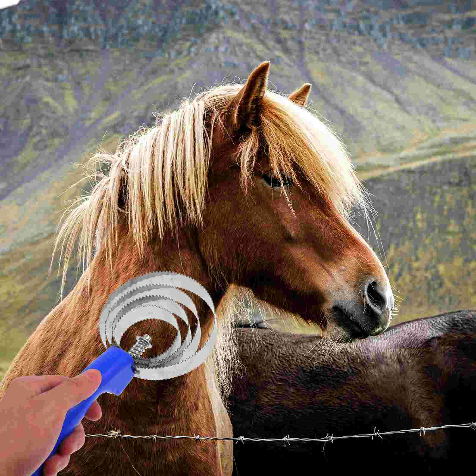 2 Pcs Horse Hair Brush Bridegroom Cow Tails Stainless Steel Saddle Covers for Western 6