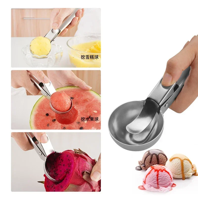 Ice Cream Scoop Ice Shovel Scoop Ice Cube Scoop 1pcs Ice Cream Scoops Stacks Stainless Steel Ice Cream Digger Non-Stick Fruit Ball Maker Watermelon Spoon Tool