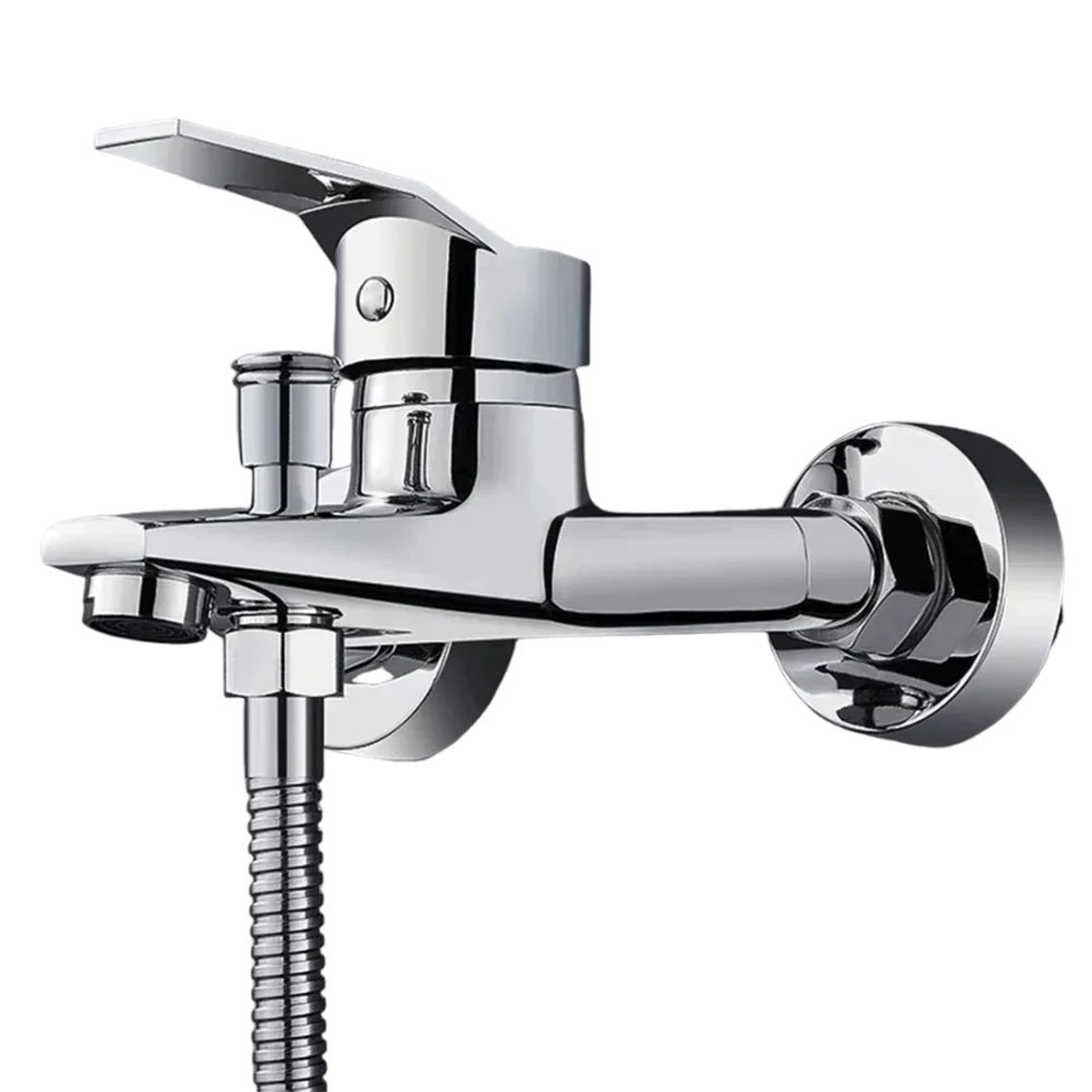 Stainless Steel Shower Faucet Dual Spouts Hot Cold Water Mixer Tap Single Handle Bathtub Faucet for Bathroom