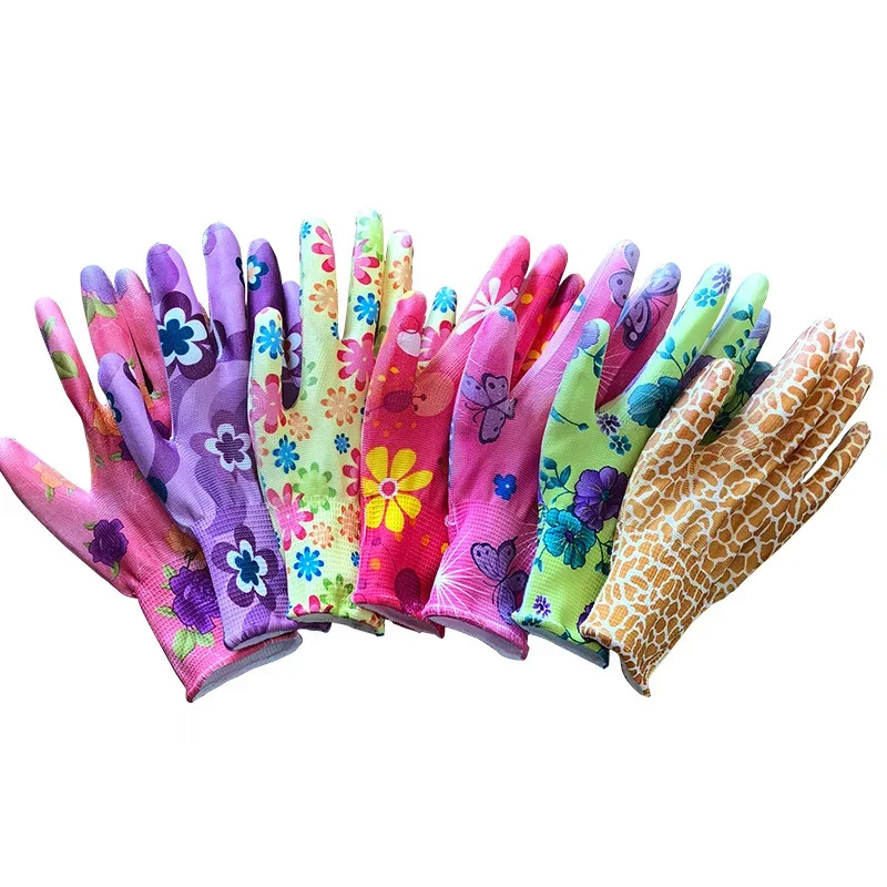 6 pairs Yard Cleaning Palm-Coated Floral Garden Gloves Women Non-Slip Working Gloves Non-Slip Household Labor Protection Gloves 2