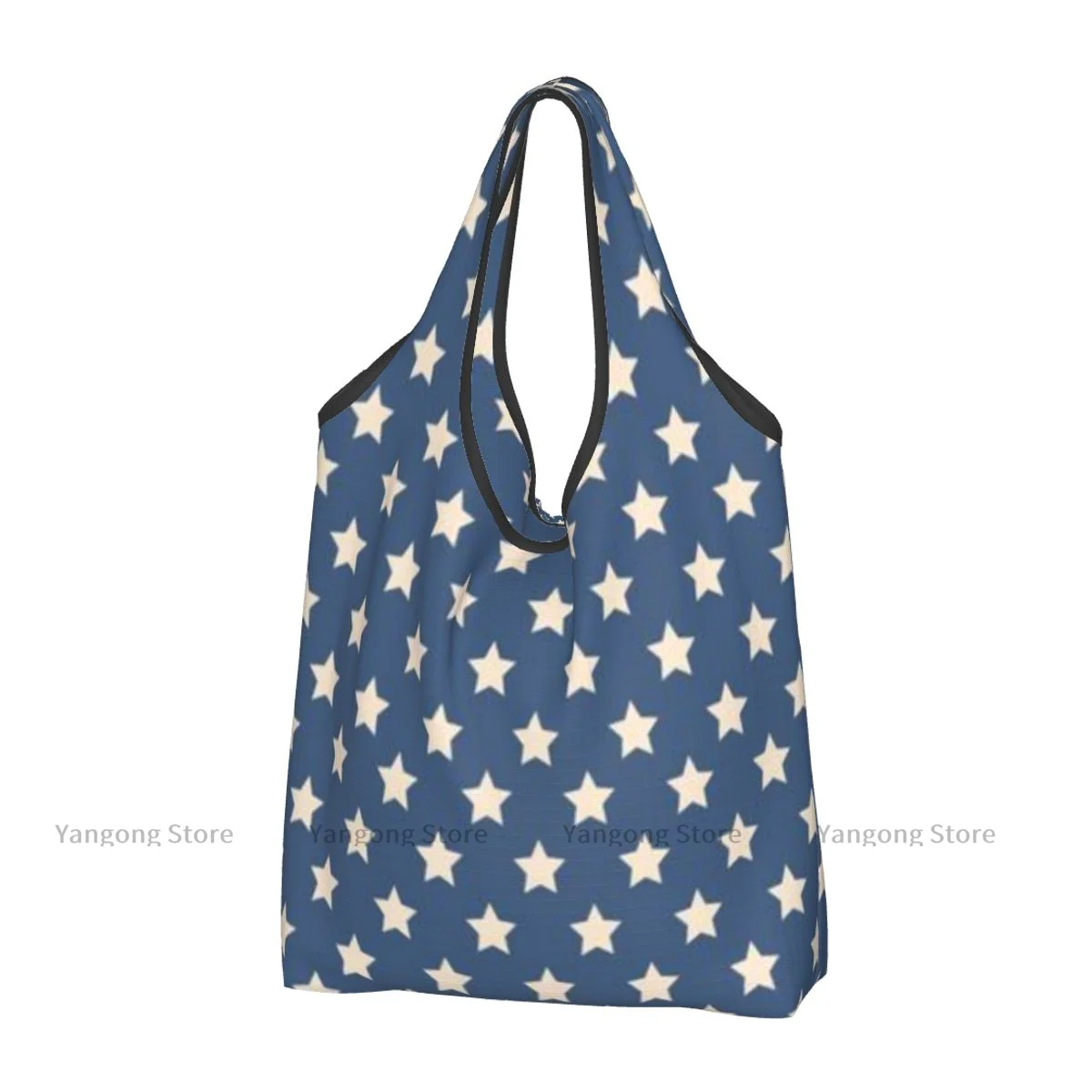 

Folding Patriotic Star Of The American Flag Themed Concept USA Reusable Portable Shoulder Handbag for Travel Grocery Pocket Tote