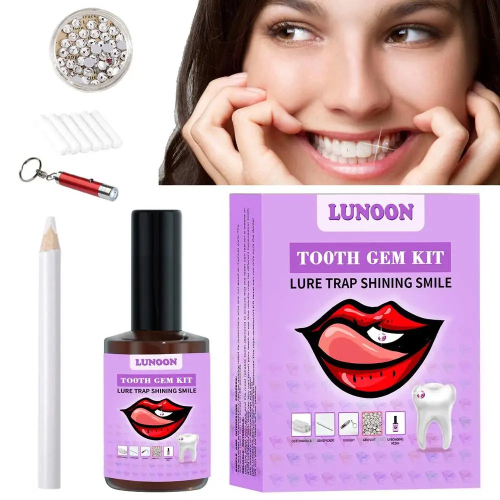 

Tooth Jewelry Kit DIY Teeth Gems Kit With Glues And Light Teeth Clear Precious Stone Jewelry Decoration Glittering Tooth Gem Kit