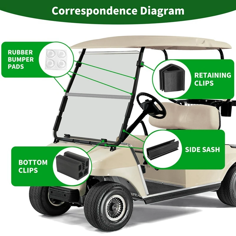 앞유리 고정 클립 키트, 골프 카트 앞유리 장착 새시 클립, EZGO TXT DCS PDS 1994-2013 교체용