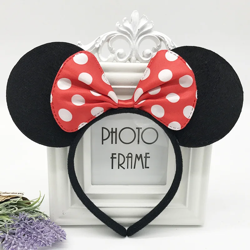 Hair headband girls cute Mickey Minnie bow Korean clip black red pink
