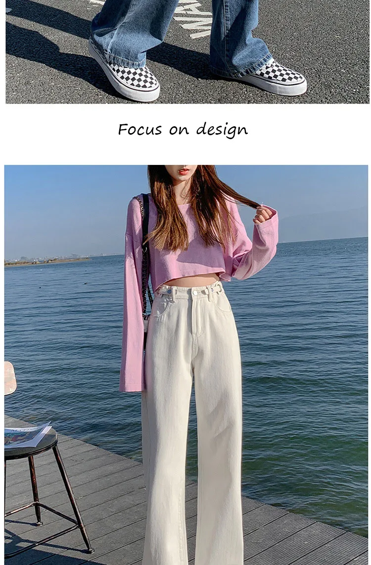 High-Waisted Jeans Womens Spring 2022 New Trend Comfortable Loose Age-Reducing Thin Straight-Leg Wide-Leg Pants Mopping Pants fashion clothing