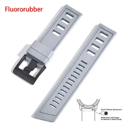 Enhanced Fluororubber Quick Release Waterproof Watch Strap - 22mm (Grey black)