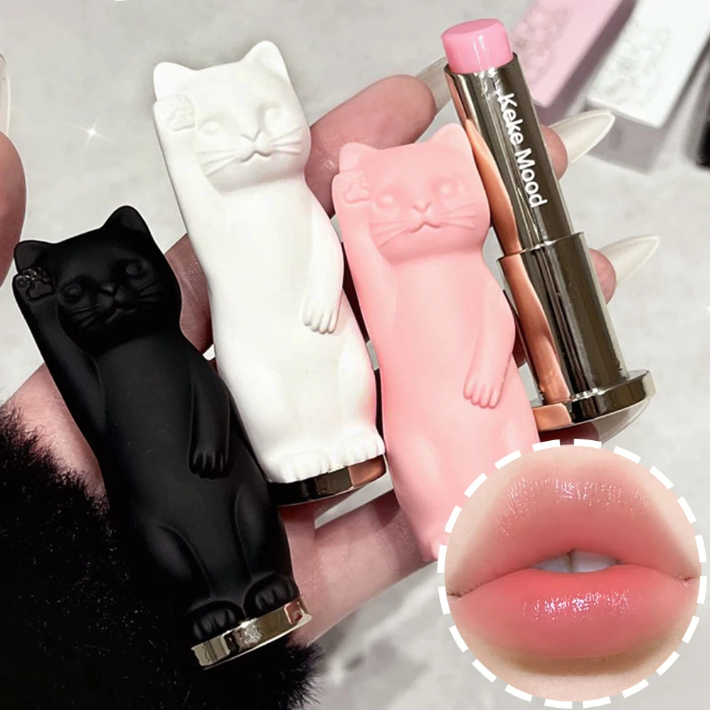 Rouge à lèvres hydratant longue tenue Lucky Cat, base de maquillage repulpante naturelle, baume à lèvres transparent, gloss nourrissant, soin des lèvres_voghion.com