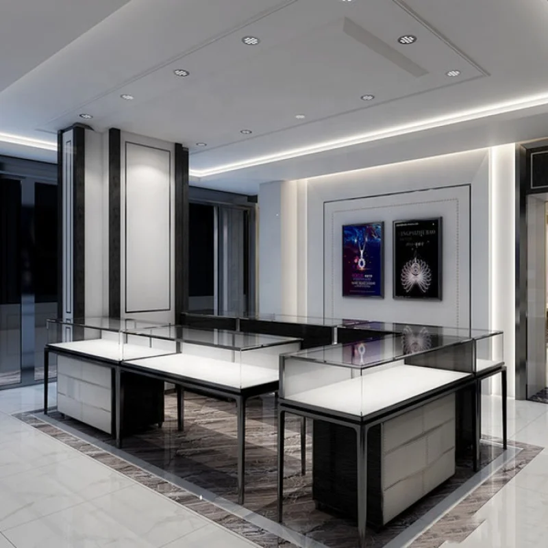 Custom. high-end jewelry showcase wooden jewelry display for shop modern jewelry shop design