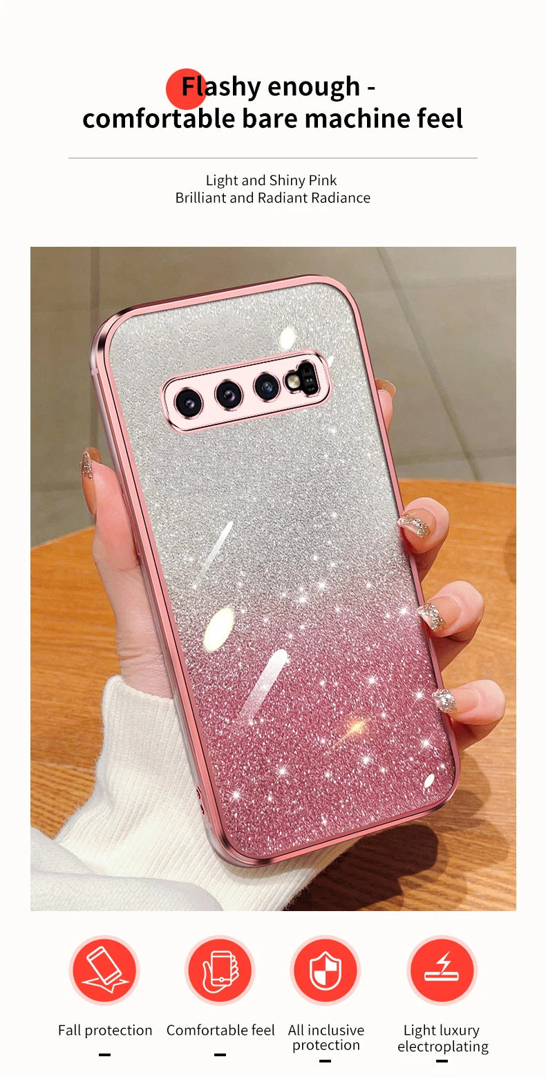 Étui de support de miroir de maquillage de lapin à paillettes pour Samsung Galaxy Note 20 Ultra Plus S10Plus S10 plus S 10 Soft Cover_voghion.com