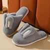 Women Cotton Slippers 2024 Winter Plush Cute Rabbit Comfortable Anti Slip Home Indoor Floor Warm Cartoon Slippers Chanclas Mujer 2
