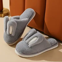 Women Cotton Slippers 2024 Winter Plush Cute Rabbit Comfortable Anti Slip Home Indoor Floor Warm Cartoon Slippers Chanclas Mujer 2