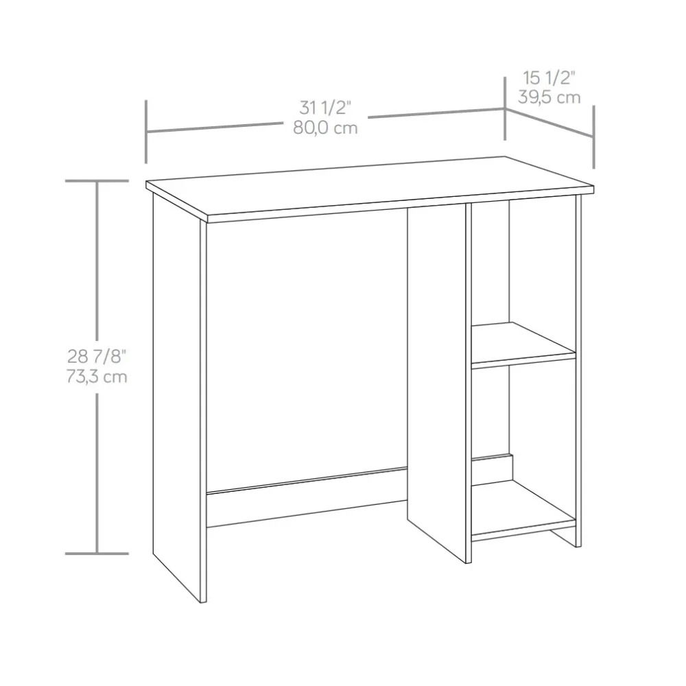 Mainstays Small Space Writing Desk with 2 Shelves, True Black Oak Finish