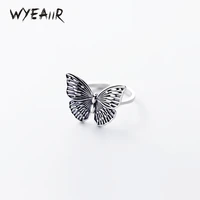 WYEAIIR 925 Sterling Silver Retro Hollow Butterfly Creativity Literature Resizable Opening Ring For Women Luxury Jewelry 1