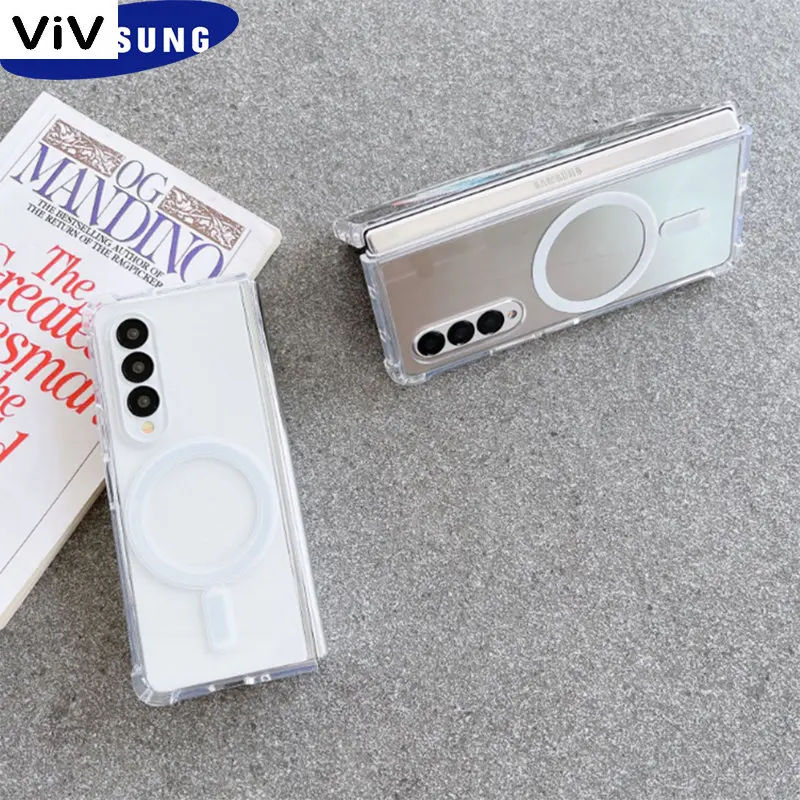 Trasparente Magnetico Per Custodia Di Ricarica Wireless Magsafe Per Samsung S23 S22 Ultra S22 + Cover Trasparente Per Galaxy Z Fold 3 4 Zflip 3 4