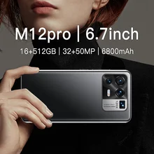 

Global Version Smartphone M12 Pro 12GB 512 GB 6800mAh Cellphone 5G Unlock celutares Qualcumm888 Android11 Mobile Phone