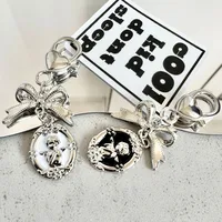 Porte-clés nœud d'ange pour femmes, pendentif de sac en métal Vintage, tendance fille coeur porte-clés voiture porte-clés ami Couple cadeaux 4