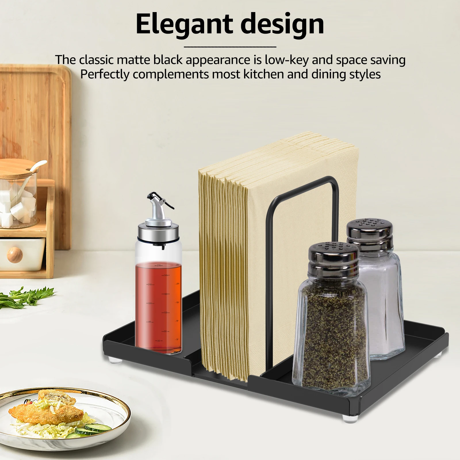 Kitchen Shelf Salt And Pepper Shaker Display Shelf Metal Napkin
