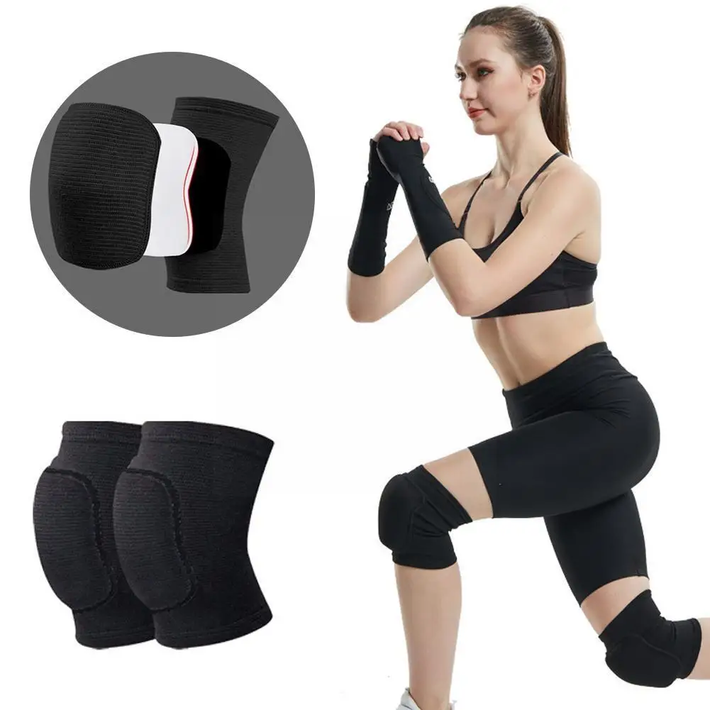 1 Par Espessado Esponja Joelheiras Elásticas Esportes Compressão para Dança Yoga Vôlei Fitness Treinamento Protetor Adultos M1E8_voghion.com