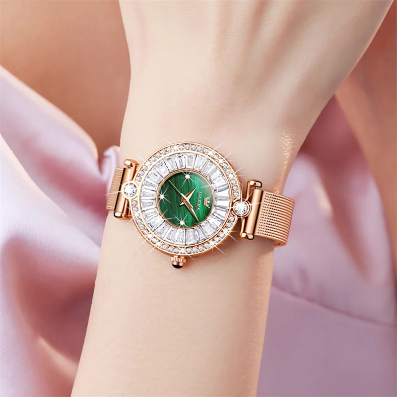 OLEVS Luxury Fashion Elegant Ladies Watch High Quality Casual Rose Gold Diamond Waterproof Quartz Women Watches reloj para mujer