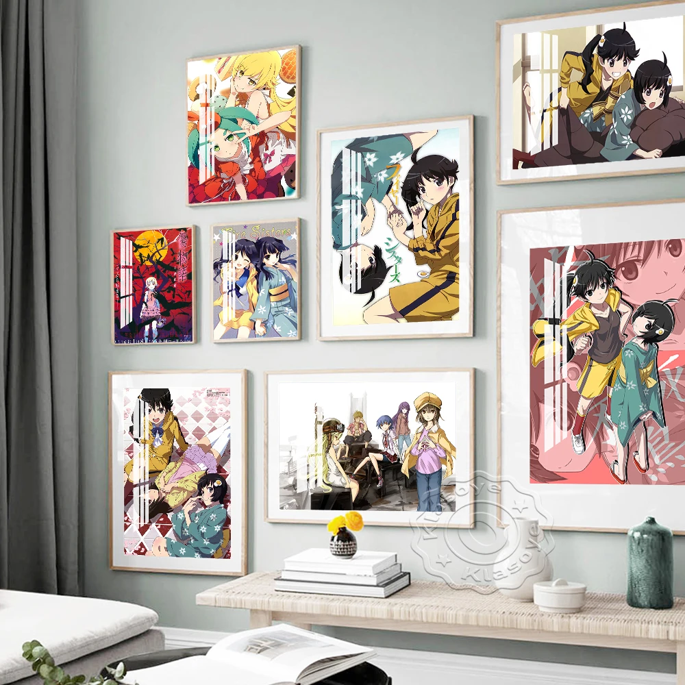 

Monogatari Series Japanese Manga Character Print Art Poster Anime Cartoon Canvas Painting Room Decor Wall Picture