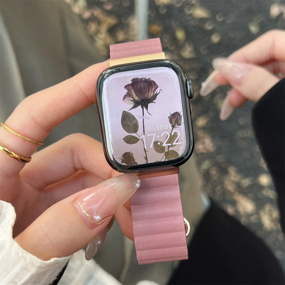 Cute Butterfly Flower Leather Band For Apple Watch Ultra 49mm 7 8 41 45mm  38mm 40mm 42 44mm Women Bracelet For iWatch 6 SE 5 4 3