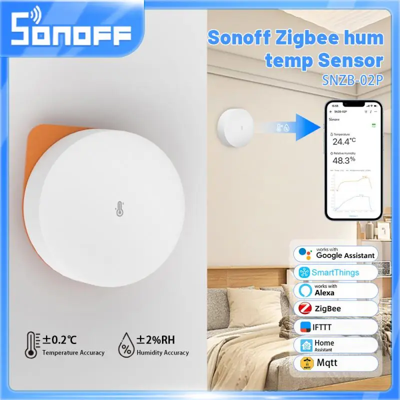 SONOFF SNZB-02P ZigBee Temperature Humidity Sensor Smart Home eWeLink Real-time Monitor Work with ZB Bridge-P Alexa Google Home for Temperature Humidity Meter Smart Temperature Sensor