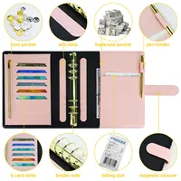 New A5 color-blocking large-ring binder 6 Ring Refillable Notebook Binder Planner Cover, PU Leather Loose Leaf 1
