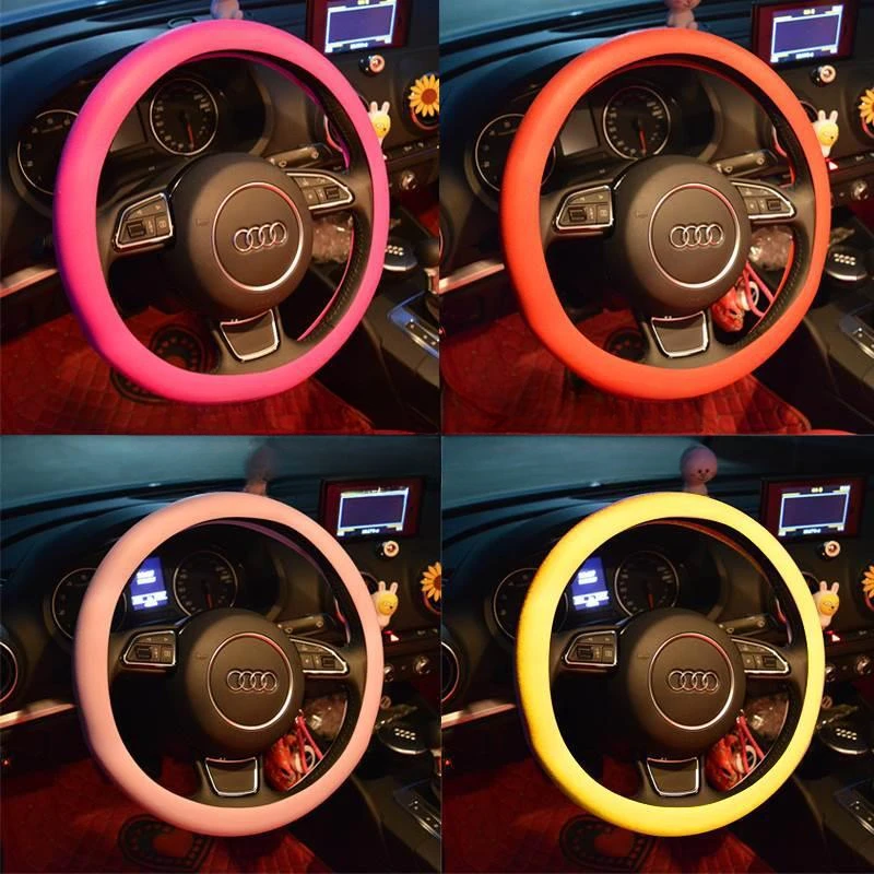 

Car steering wheel cover non-slip car modification steering wheel cover four seasons men and women universal candy color solid