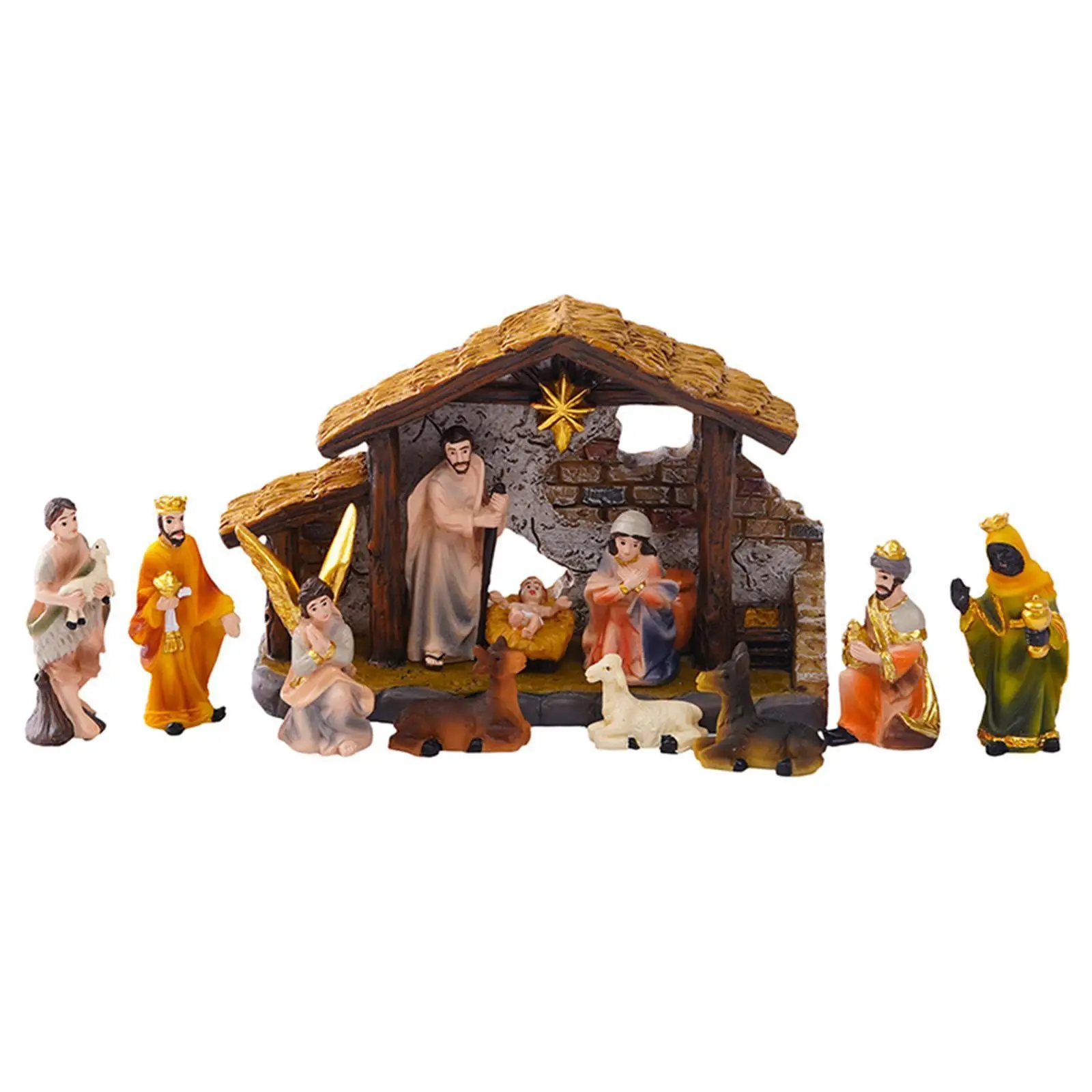 Christmas Nativity Scene Set Handmade Decorative Xmas Statue, Tabletop Decoration for Office, Desk Christmas Nativity Scene Set Handmade Decorative Xmas Statue, Tabletop Decoration for Office, Desk