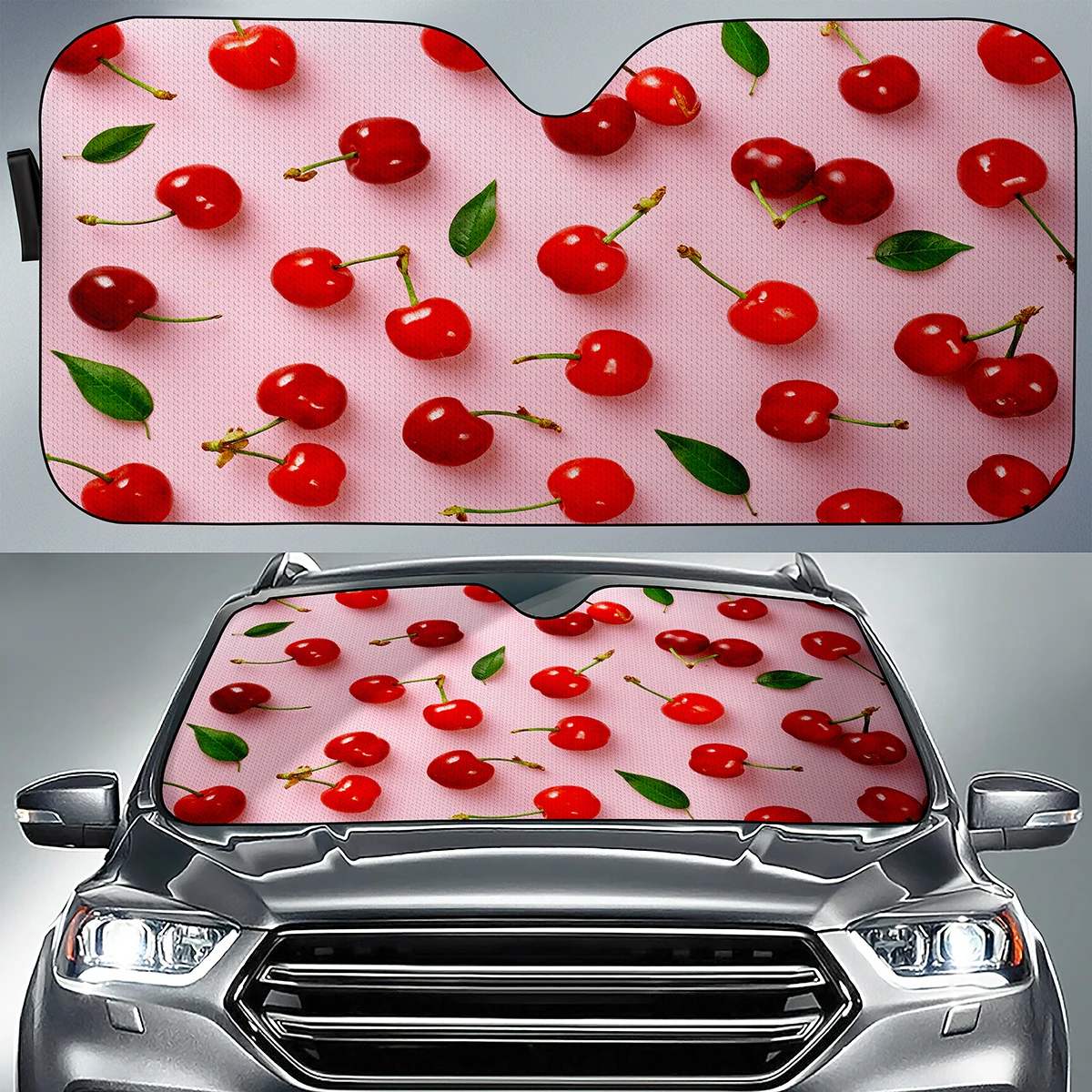 

Солнцезащитный козырек для лобового стекла автомобиля с изображением красных вишен
