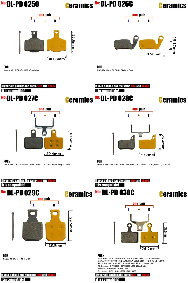 Bicycle Disc Brake Pads Brake Pads Bike Brake Pads DELT 2Pair Ceramics Bicycle Disc Brake Pads MTB BIKE For SRAM AVID SHIMANO FORMULA MAGURA HAYES Hope