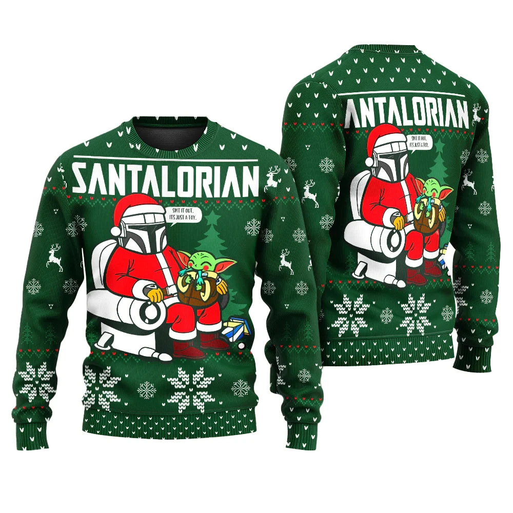 

The Mandalorian Santalorian And Baby Yoda Ugly Sweater Star Wars Merry Christmas Men Sweatshirt Autumn Winter Women Pullover