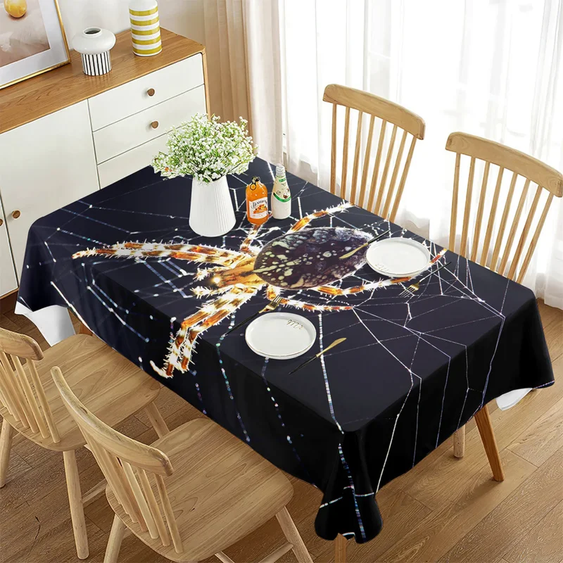 

Scary Wildlife Spider Unique Rectangular Tablecloth for Kitchen Dining Room Get Together Banquet Decor