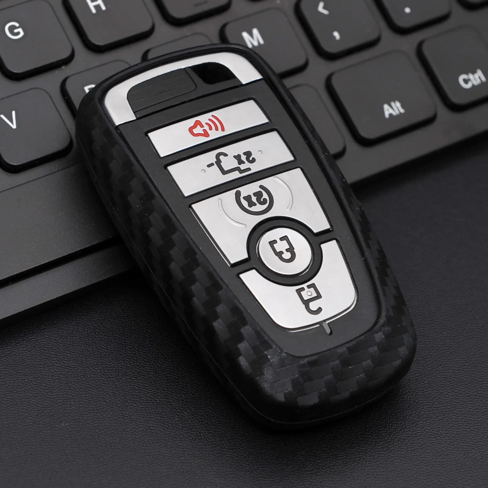 

Silicone Carbon Fiber Smart Key Case Cover For Ford Focus Explorer Ranger Bronco Sport Ecosport Edge Escape Maverick F150 F250