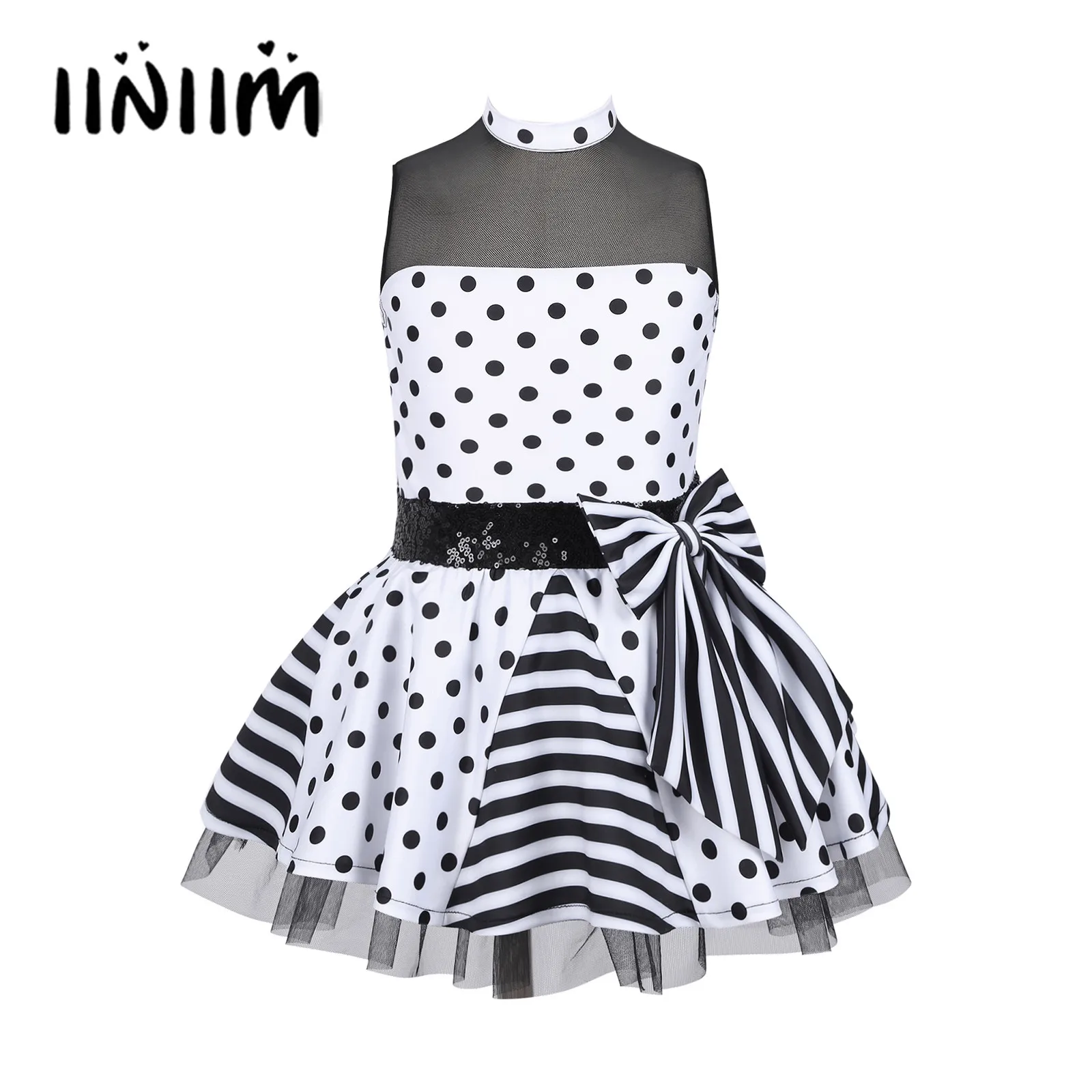 

Kids Girls Ballerina Ballet Dress Sleeveless Halter Neck Backless Dance Wear Costume Shiny Sequins Ballet Tutu Mesh Dance Dress