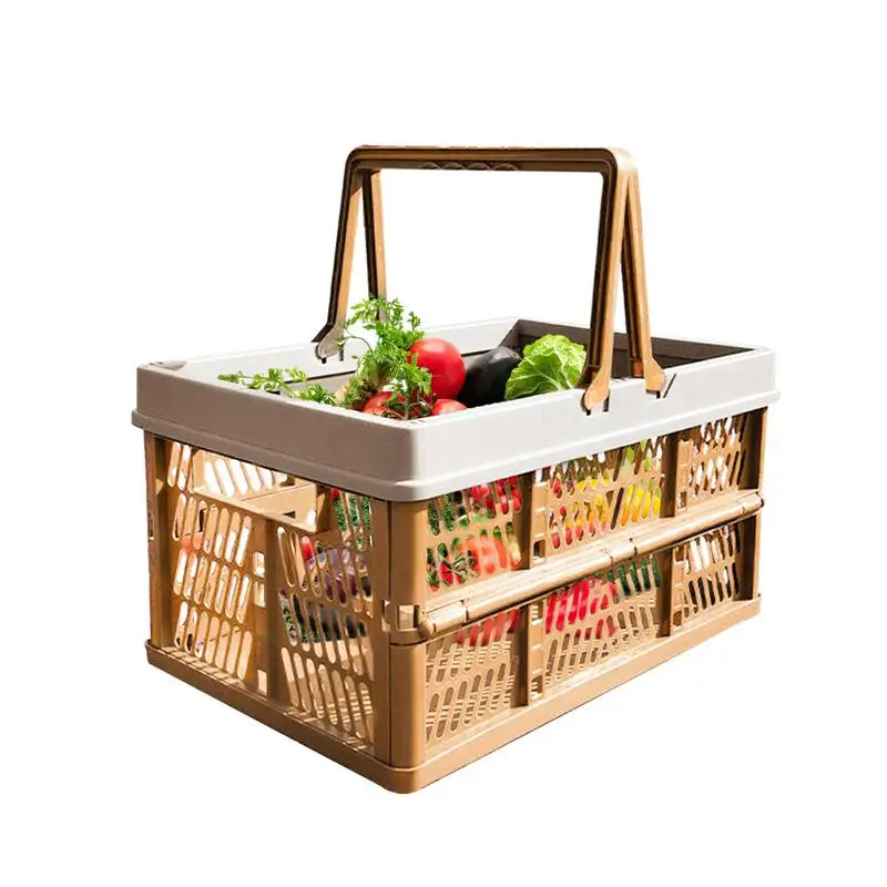 

Collapsible Crate Basket Foldable Shopping Basket Container Supermarket Shopping Basket Folding Large Grocery Basket