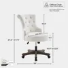 Home Office Chair Adjustable Height Swivel Chair with Wheels Linen Fabric Upholstered Computer Desk Chair with Wooden Legs 3