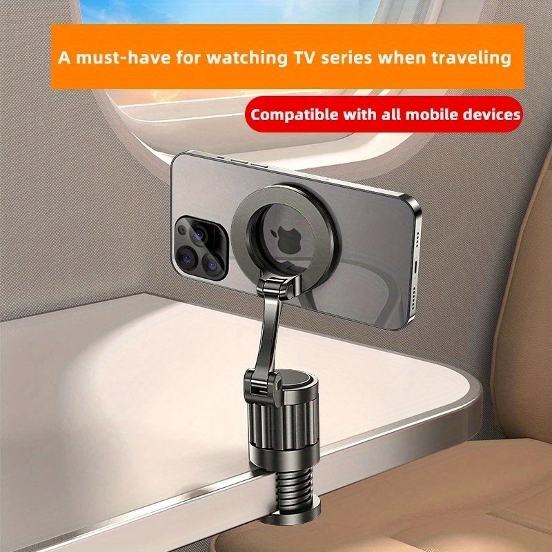 Adjustable Multi-function Rotate Magnetic Phone Clip Holder Airplane Travel Essentials Travel Portable Mobile Phone Stand For iP