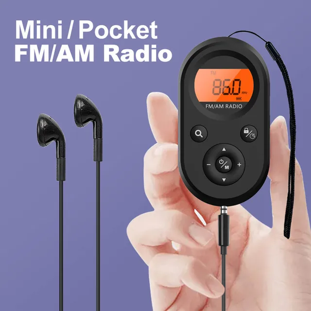 AM FM Mini Radio DC5V 76‑108MHz FM 520 522‑1710KHz AM Backlight Portable Radio with Earphone for Outdoor Portable Radio