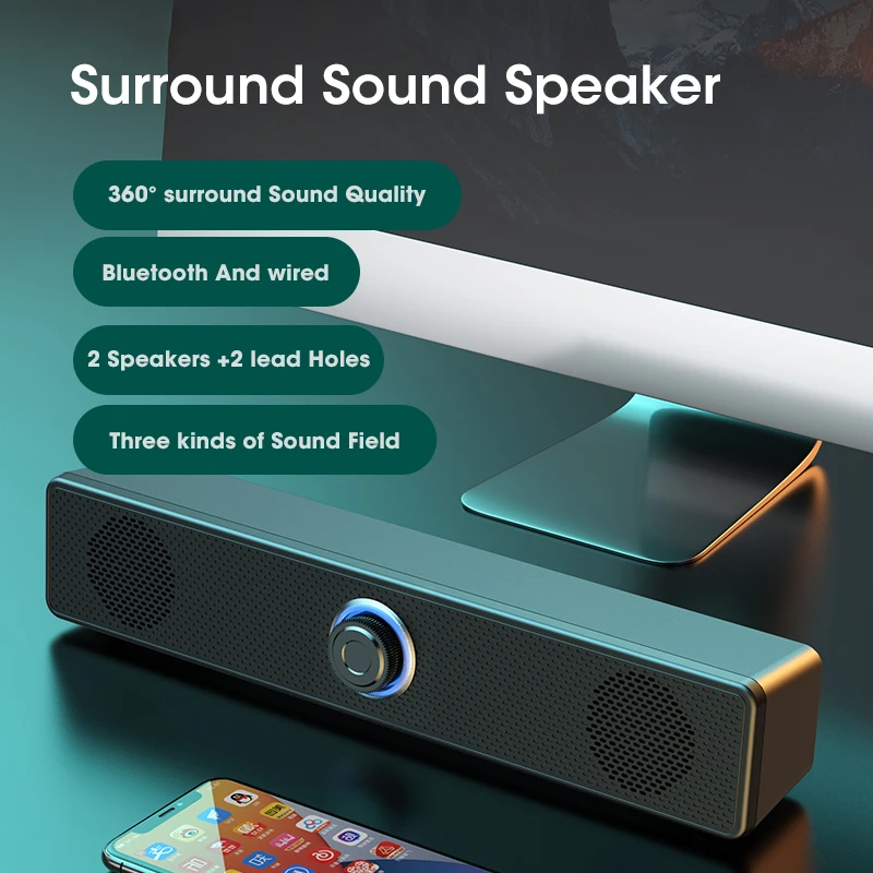 Звуковая панель 4D Surround проводная и беспроводная Bluetooth 5 0 стерео сабвуфер звуковая
