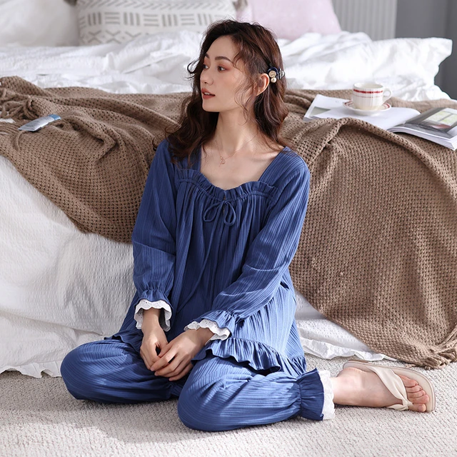 Pajamas Women's Spring and Autumn Pure Cotton Long sleeved Autumn Women's  Sporty Casual Home Furnishing Set - AliExpress