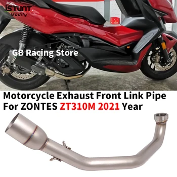 Slip On For ZONTES ZT310M 310M 2021 Motorcycle Exhaust System Escape Moto Front Link Pipe 50.8mm Connecting Stainless Steel Pipe