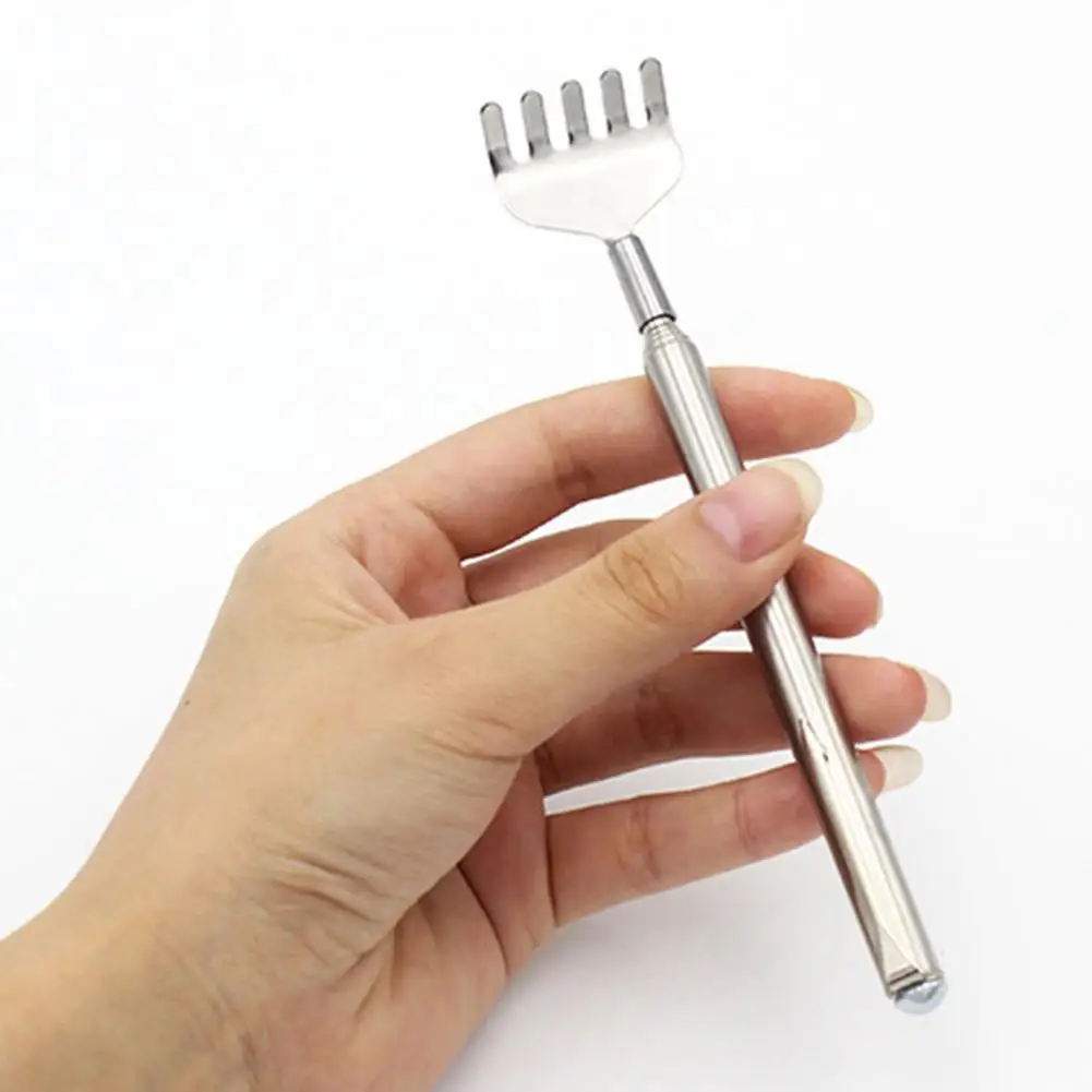 Scratcher stick telescopic handle stainless steel extendable back scratcher tool with pocket clip