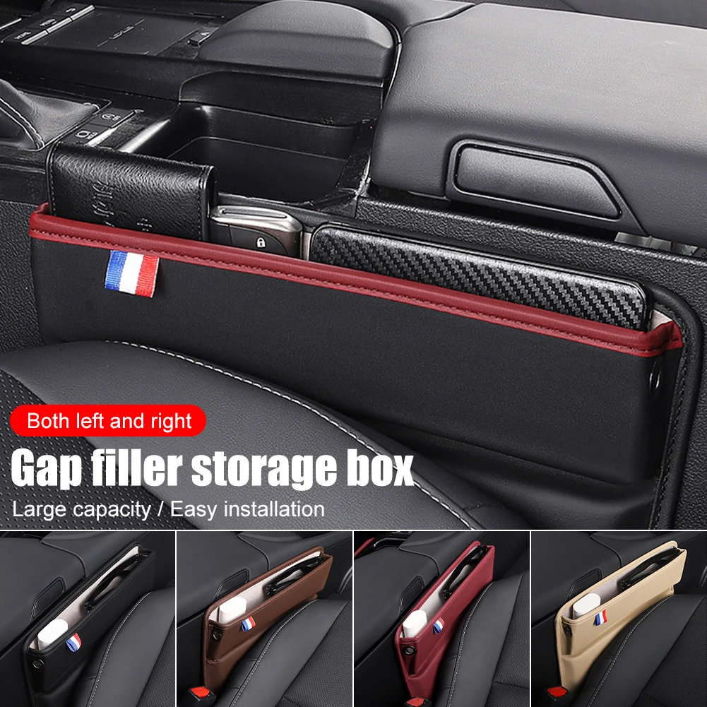 

Universal Car Seat Gap Fillter Storage Box PU Leather Left&Right Seat Slit Filler Center Console Organizer Interior Accessories