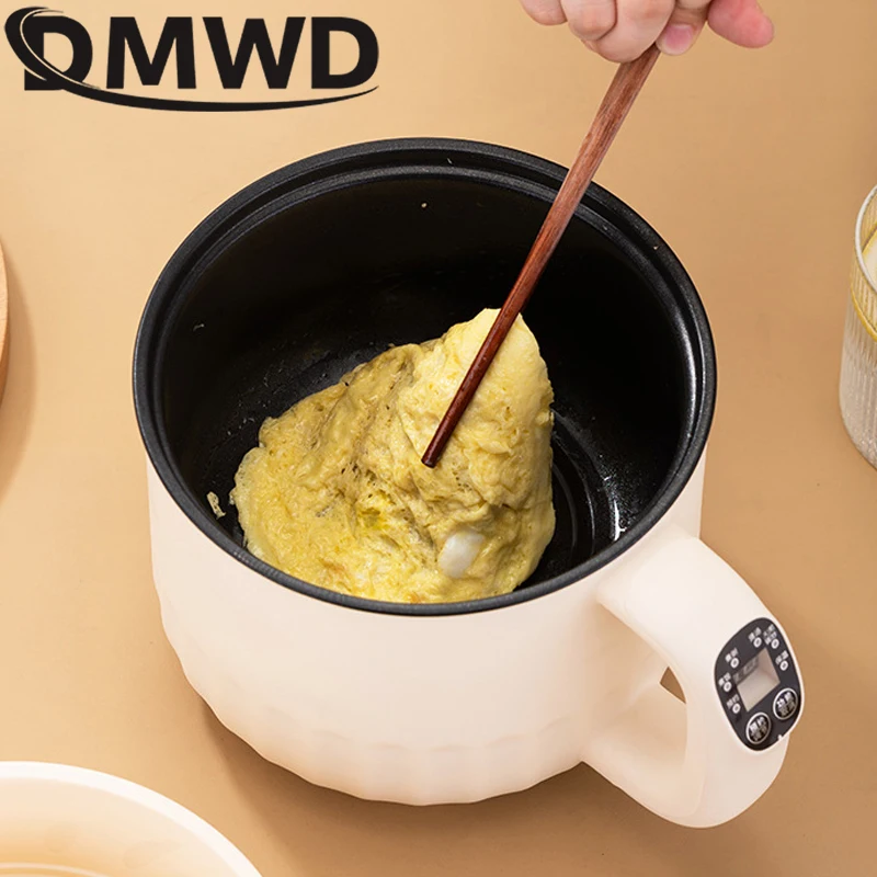 DMWD Multifunctional Electric Boiling Pot Non-Stick Frying Pan Noodles Hotpot Cooking Pot Mini Rice Cooker Stew Soup Skillet 5