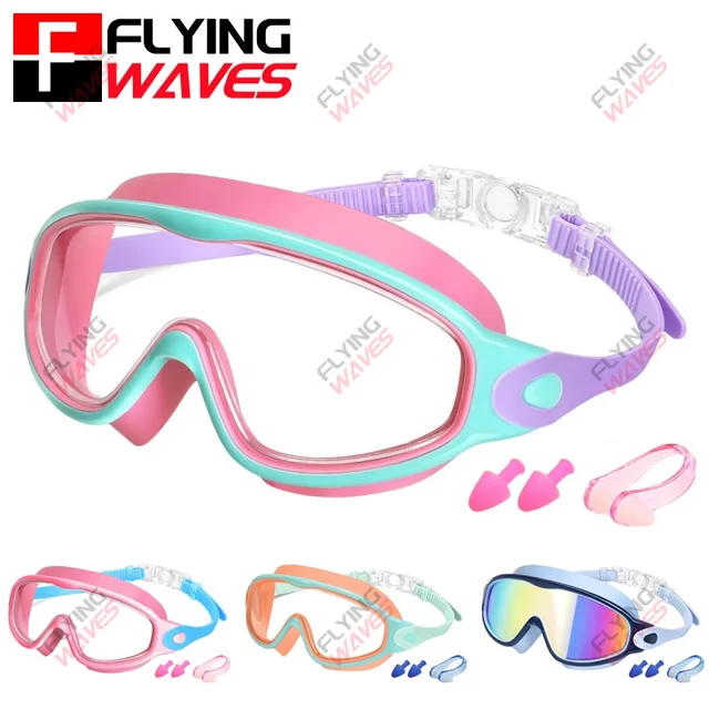 Lunettes de natation colorées pour enfants, Vision large, Anti-UV, Anti-buée, sans fuite, accessoires de natation pour garçons et filles, jeunes tout-petits âgés de 3 à 15 ans 1