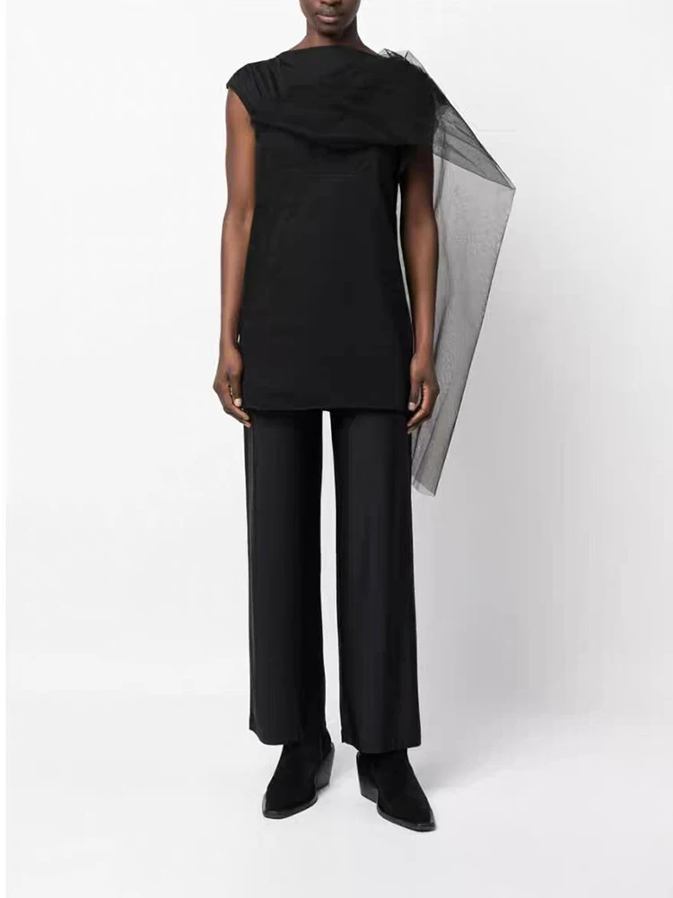 

Черный сетчатый топ в стиле пэчворк, y2k, шикарный дизайн, Сексуальная Блузка, Модный женский топ, Новинка лета 2024