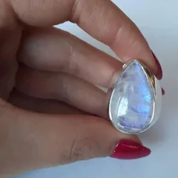 HOYON Hot selling retro simulation moonstone ring for women jewelry punk style exaggerated atmosphere ring jewelry female gift