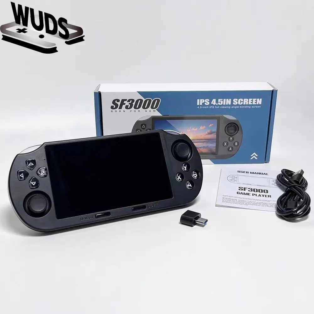 WUDS SF3000 Retro Handheld Game Console, 4.5 Inch IPS Screen Games Machine, Wireless Mini Portable Game Player
