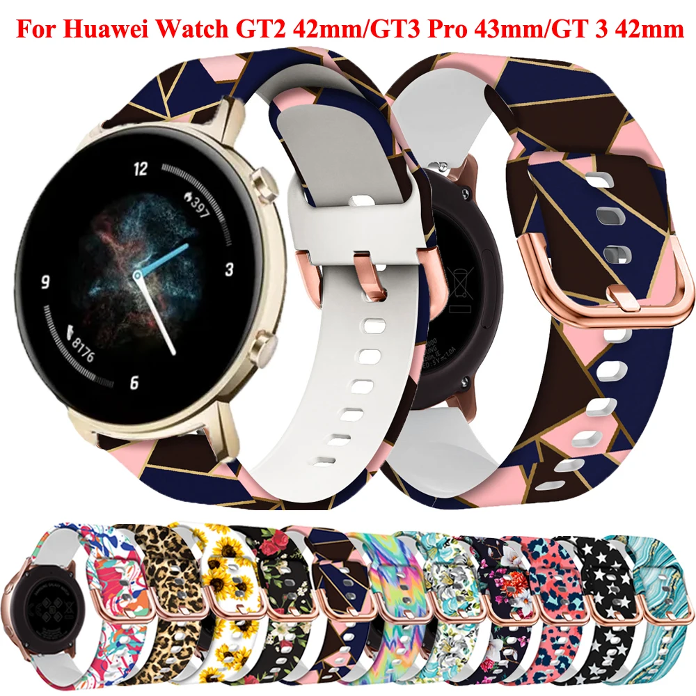 

Silicone 20mm Strap For Huawei Watch GT2 42mm / GT3 Pro 43mm / Honor Magic 2 / GT 2 3 42mm Band Sport Watchband bracelet Correa